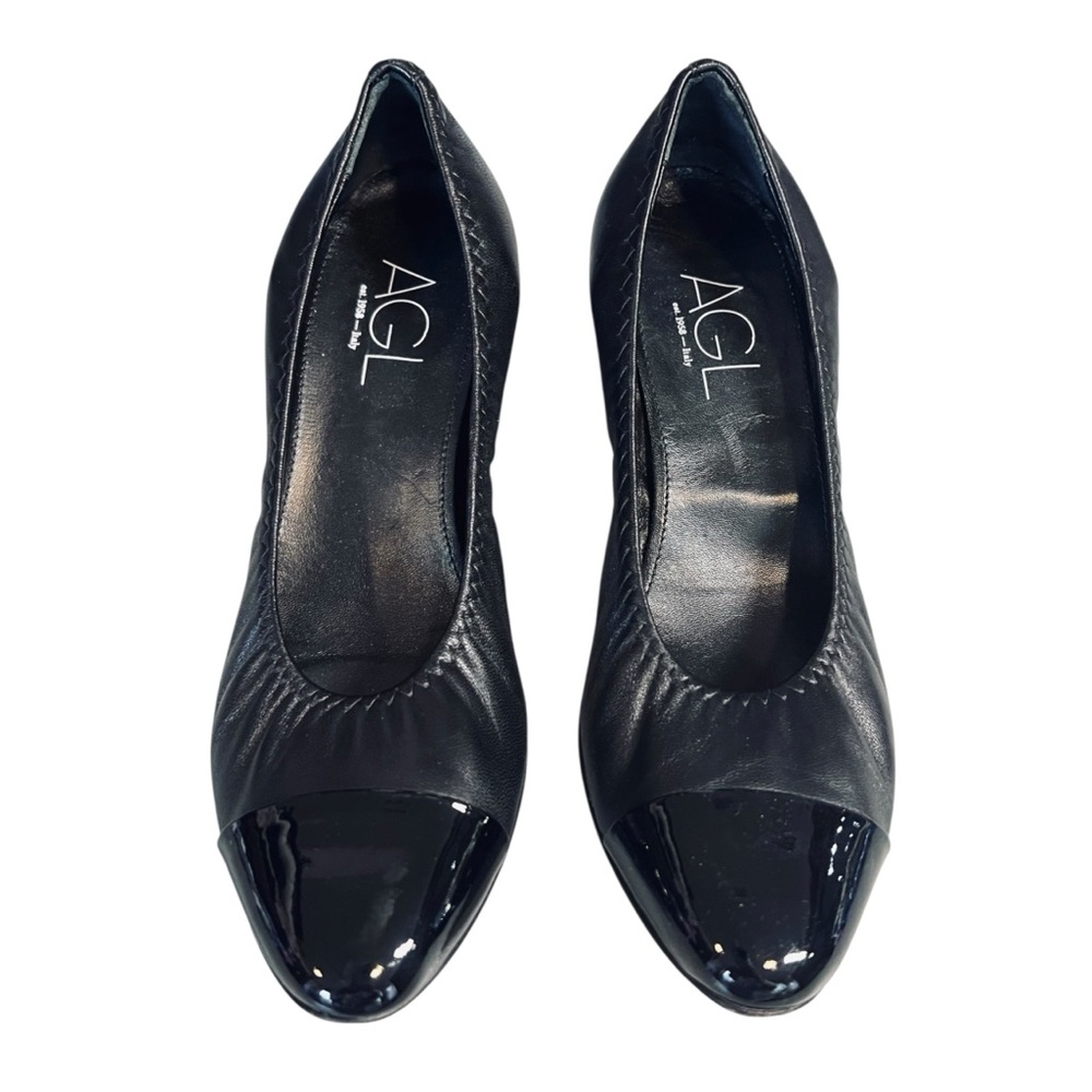 AGL Attilio Giusti Leombruni Women’s Sz 7.5 Black Leather Classic Cap Toe Pump - Picture 3 of 12